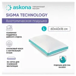 Анатомическая подушка Askona (Аскона) Sigma L серия Technology Аскона-0